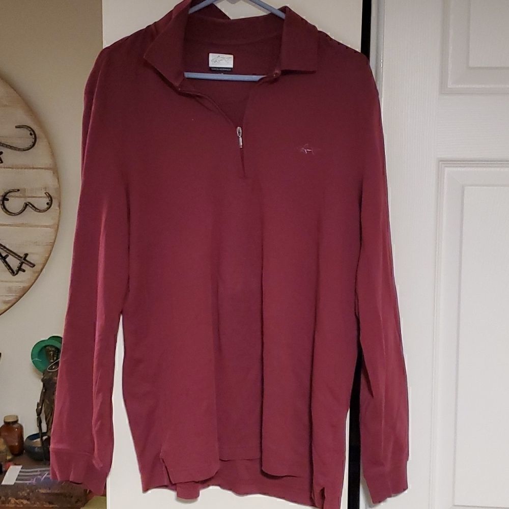 Men's long sleeve collared zip neck shirt